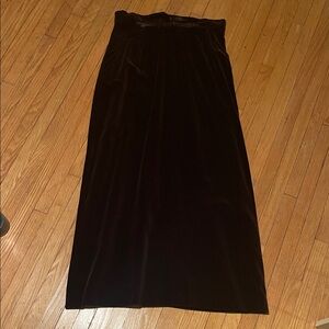 Vintage Dark Chocolate Brown Velvet Maxi Skirt - Women's 32 in Waist, 41 in long